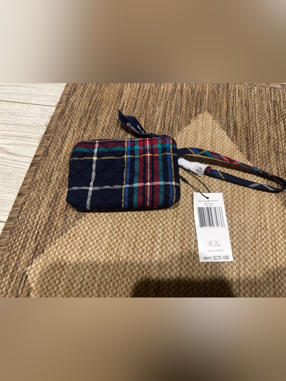Vera Bradley Brand new Quilted Plaid Wristlet - Navy Multicolor